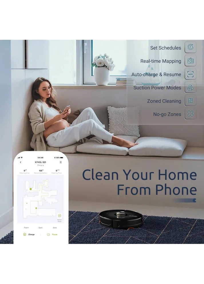 Робот-пылесос Cybovac S31 Lidar/110ml+500ml/5200 mA/3000 pa/Google Assistant,Amazon Alexa Kyvol (389370358)