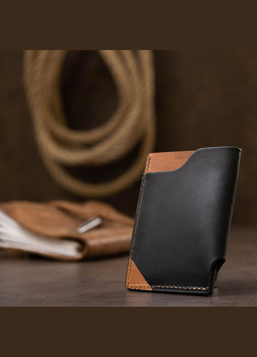 Картхолдер для візиток з натуральної шкіри 3 відділення чорний (sku_11398) No Brand (330012890)