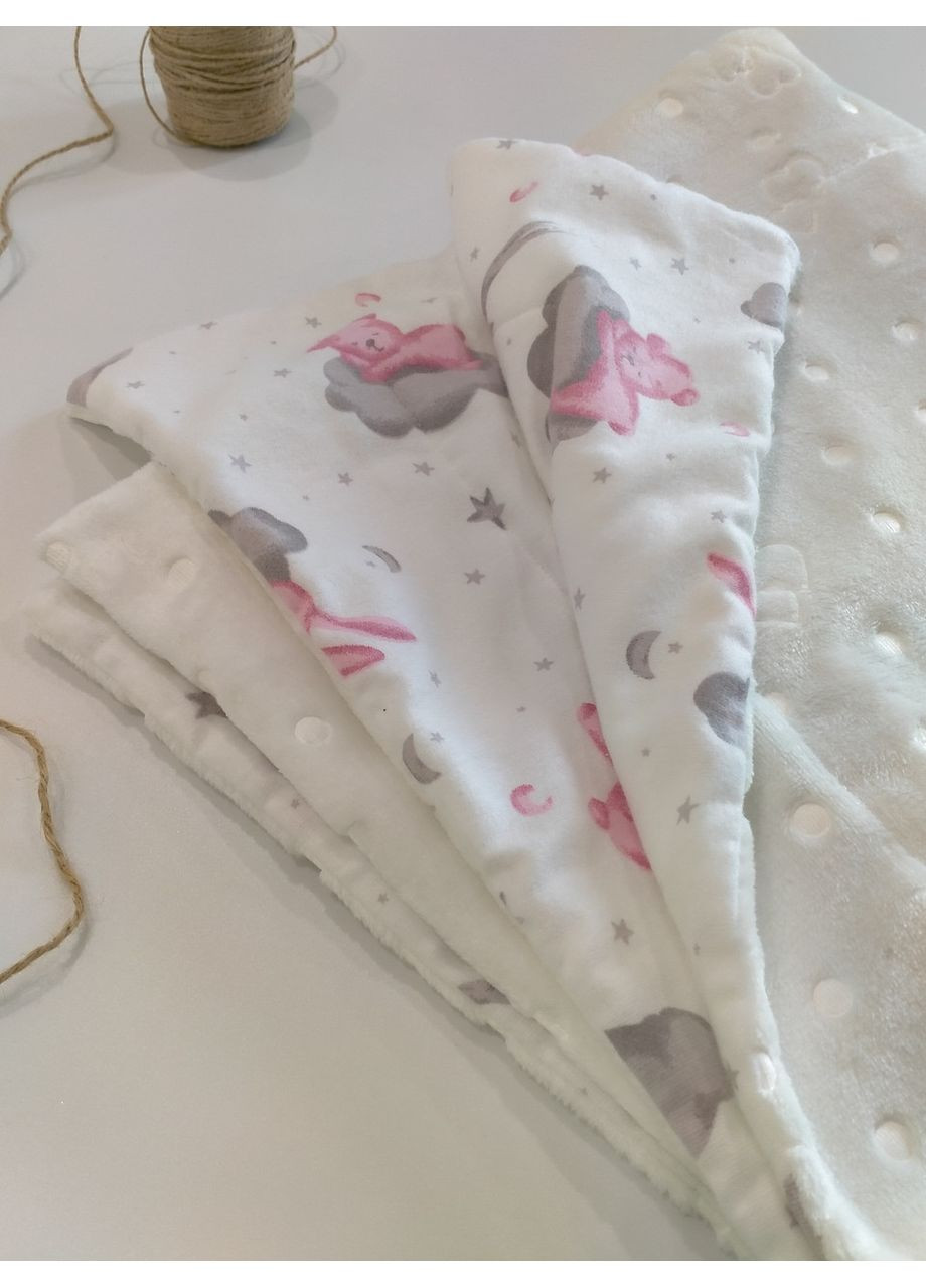 Плед для новорожденных, плюш с рельефным рисунком и фланель, размер 77*100 No Brand (370370158)