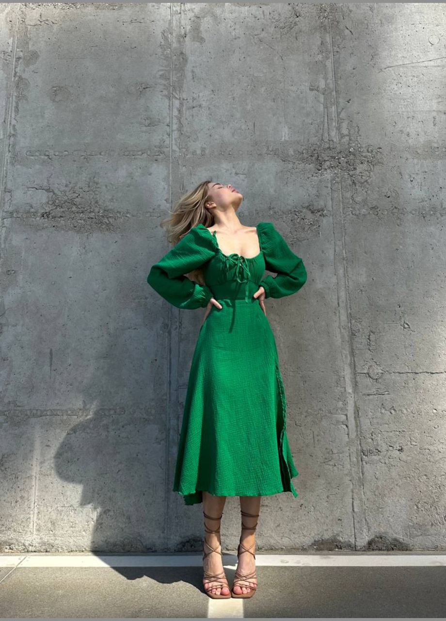 Зелена жіноче плаття з мусліну зелений р.42/44 449194 New Trend