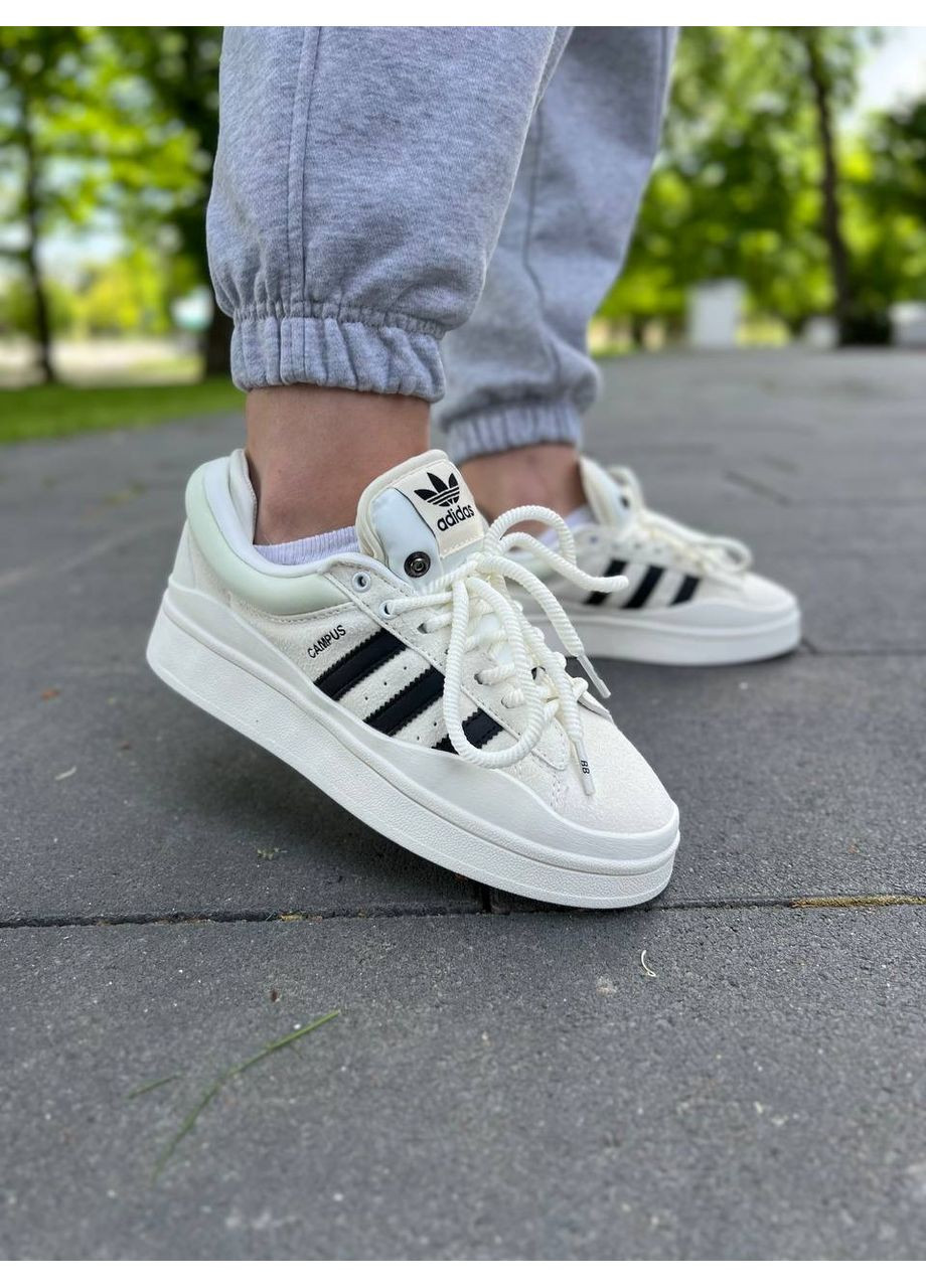 КРОСІВКИ ЖІНОЧІ ADIDAS CAMPUS BLACK WHITE АДІДАС КАМПУС No Brand чорні демісезони (369393515)