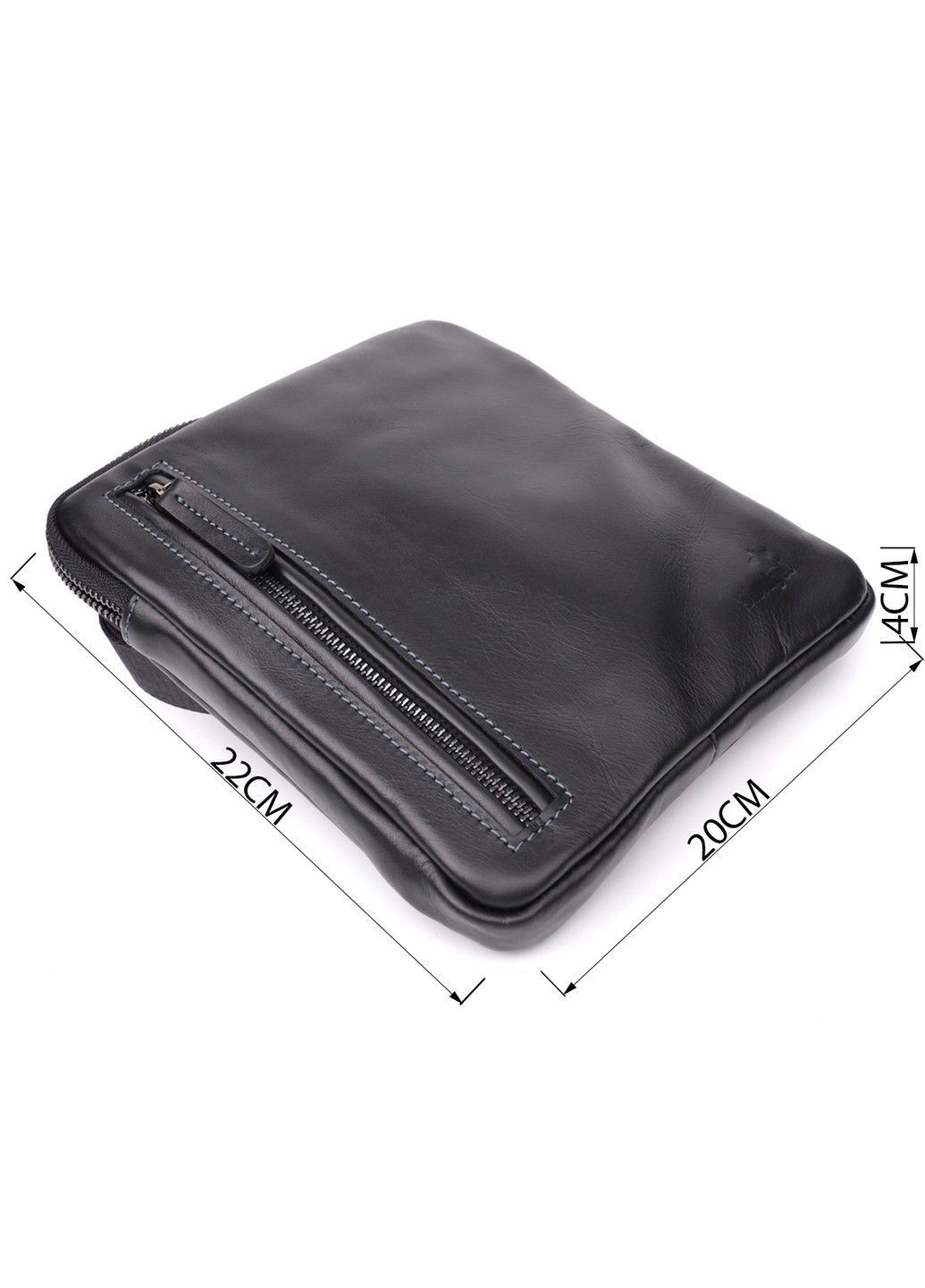 Стильная и практичная мужская сумка на плечо из натуральной гладкой кожи 23153 Черный Shvigel (362971697)