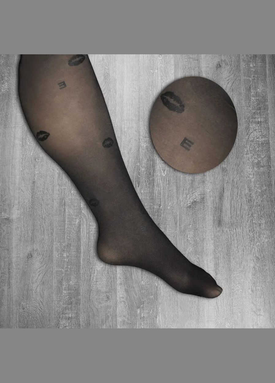 Колготки с имитацией голых ножек принт "Губи" 20DEN черные 42/46 Rita (329203264)