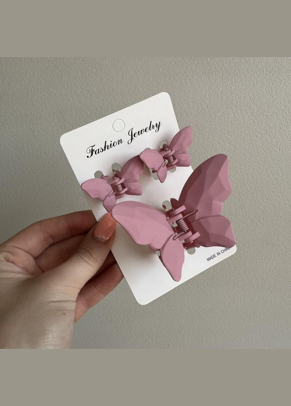 Набір крабиків для волосся "Метелик" 3 шт 39154 рожевий Fashion Jewelry (336184320)