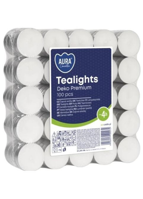 Свічки-таблетки чайні набір 100 штук, без запаху, плаваючі господарські столові парафінові круглі білі для дому, свічка воскова No Brand (255371552)