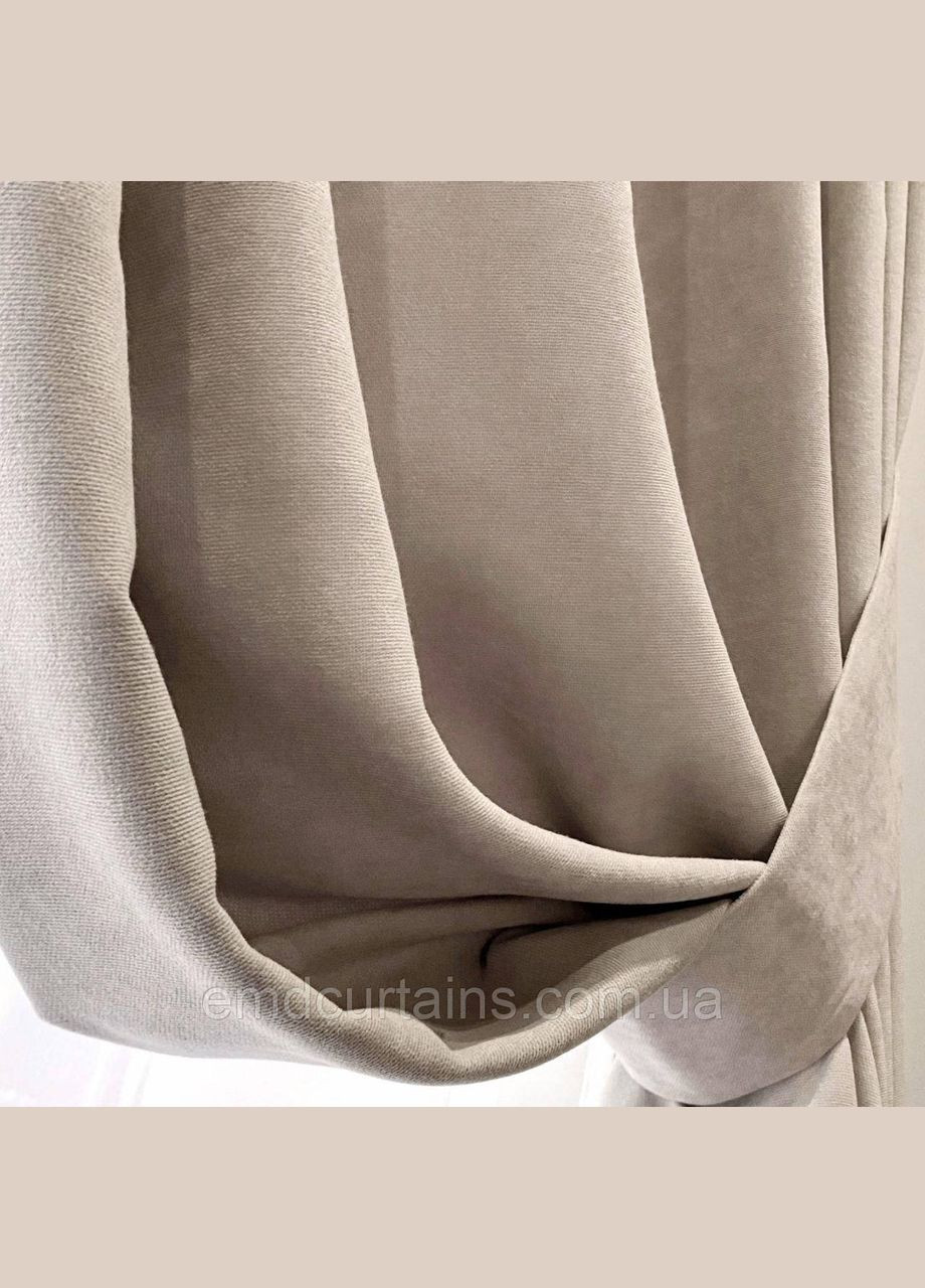 Комплект шторы на тесьме 2 шт с подхватами 250х280 см микровелюр Беж-капучино, вуаль 700 см Белый No Brand (337358479)