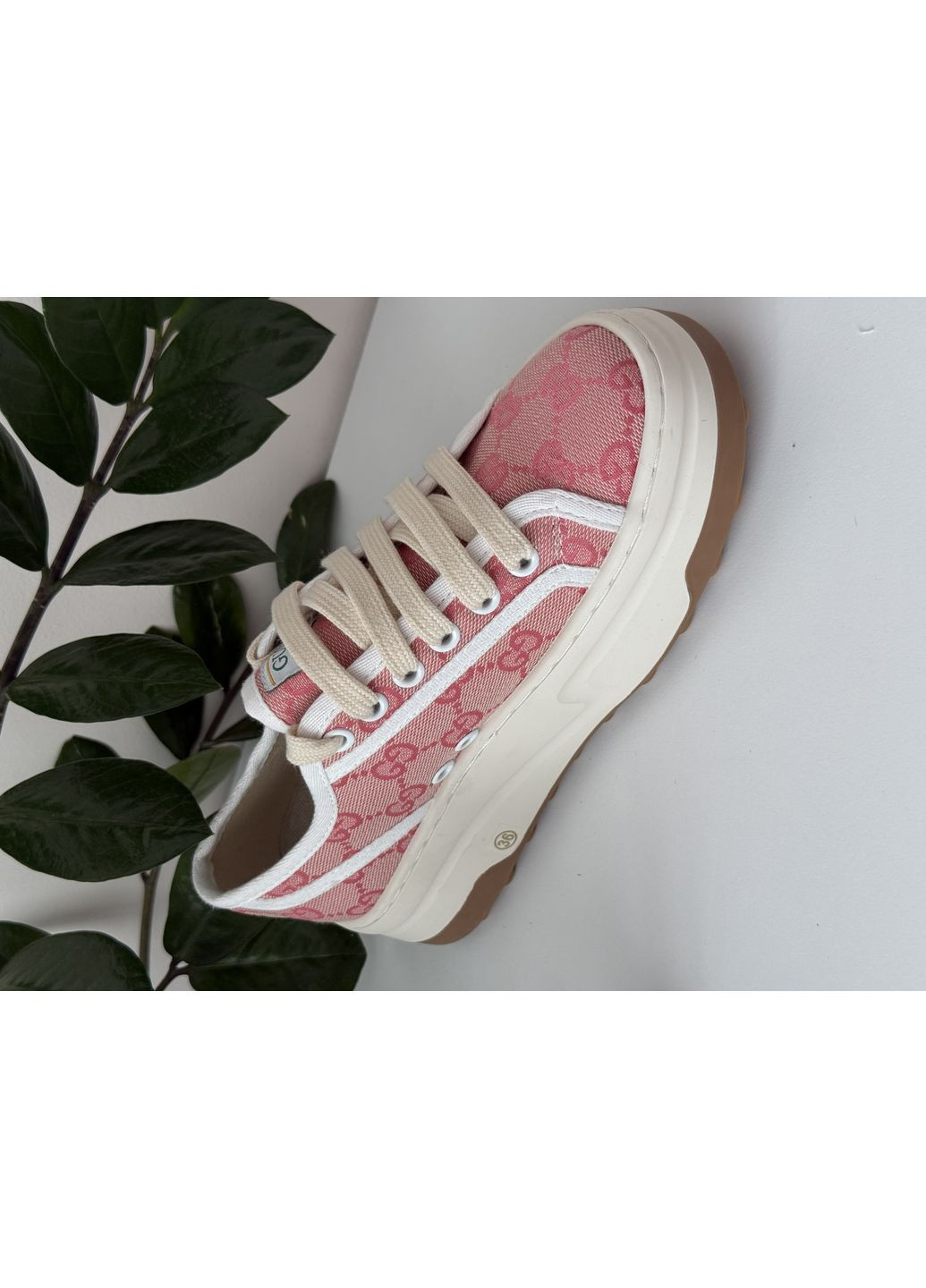 Кроссовки женские Gucci GG Canvas | Гуччи Канвас розовые No Brand розовые демисезоны (366343494)