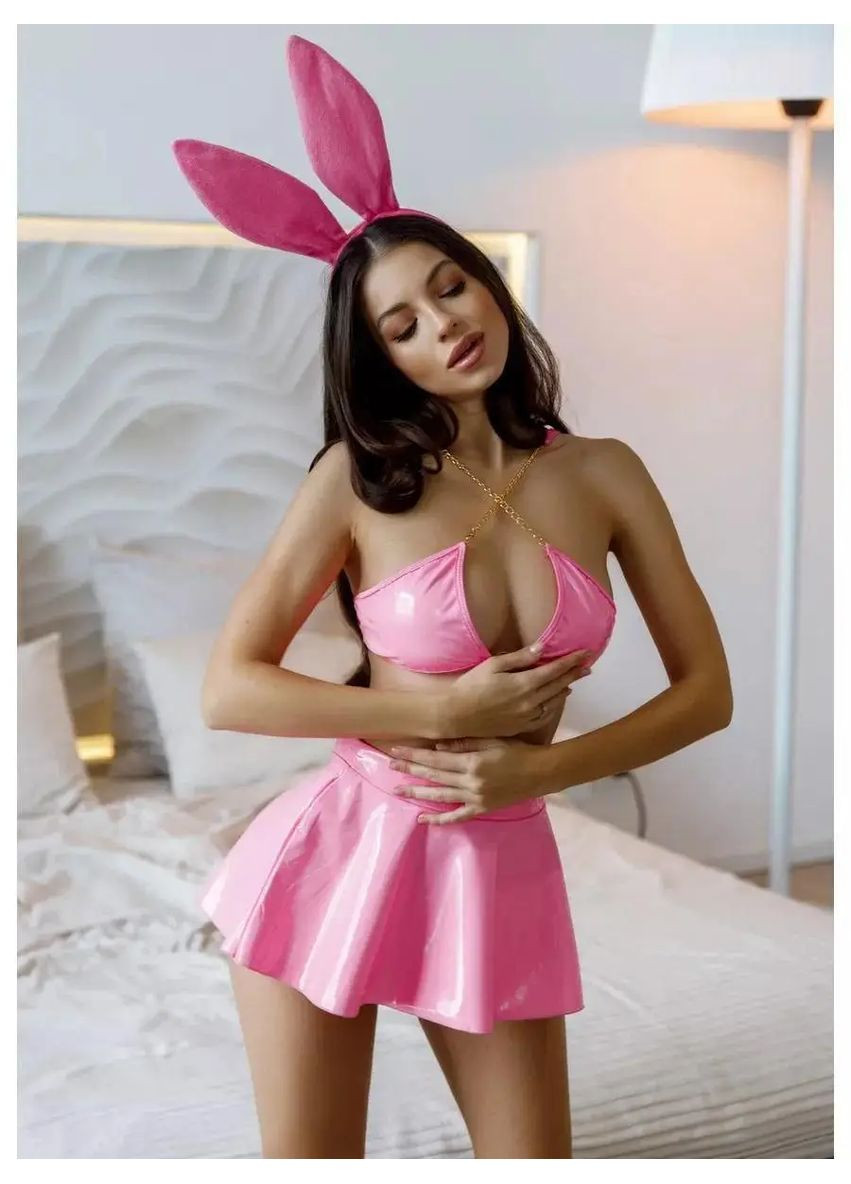 Жіночий костюм "Гламурна зая", Набір 4в1 який привертає увагу, Жіночий костюм рожевий No Brand костюм жіночий "Гламурна зая" рожевий (354331170)