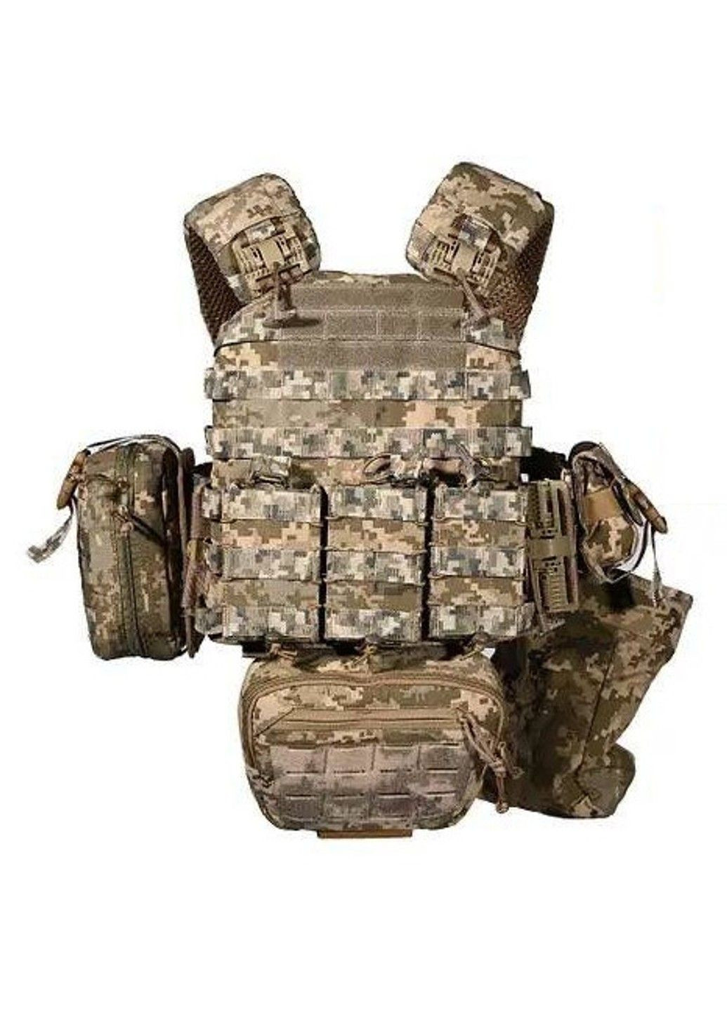 Тактична плитоноска М5 + 6 підсумків (без плит) Піксель No Brand (332635002)