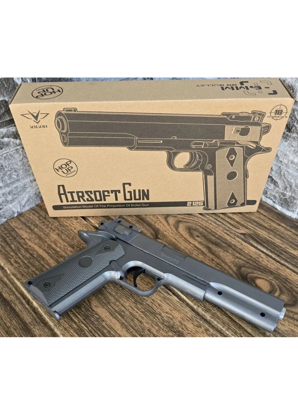 Детский пистолет Colt M1905 V2125 металл, пластик стреляет пульками 6 мм Vigor (360544477)