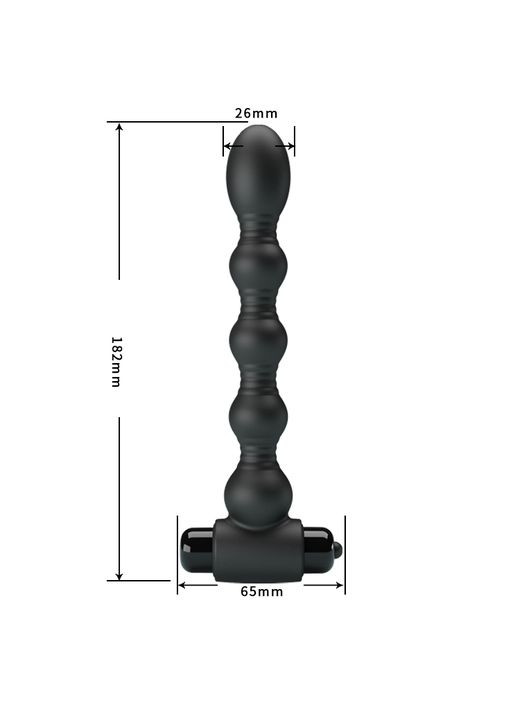 Анальний вібратор чорний, 18.2 х 2.6 см Pretty Love (361670329)