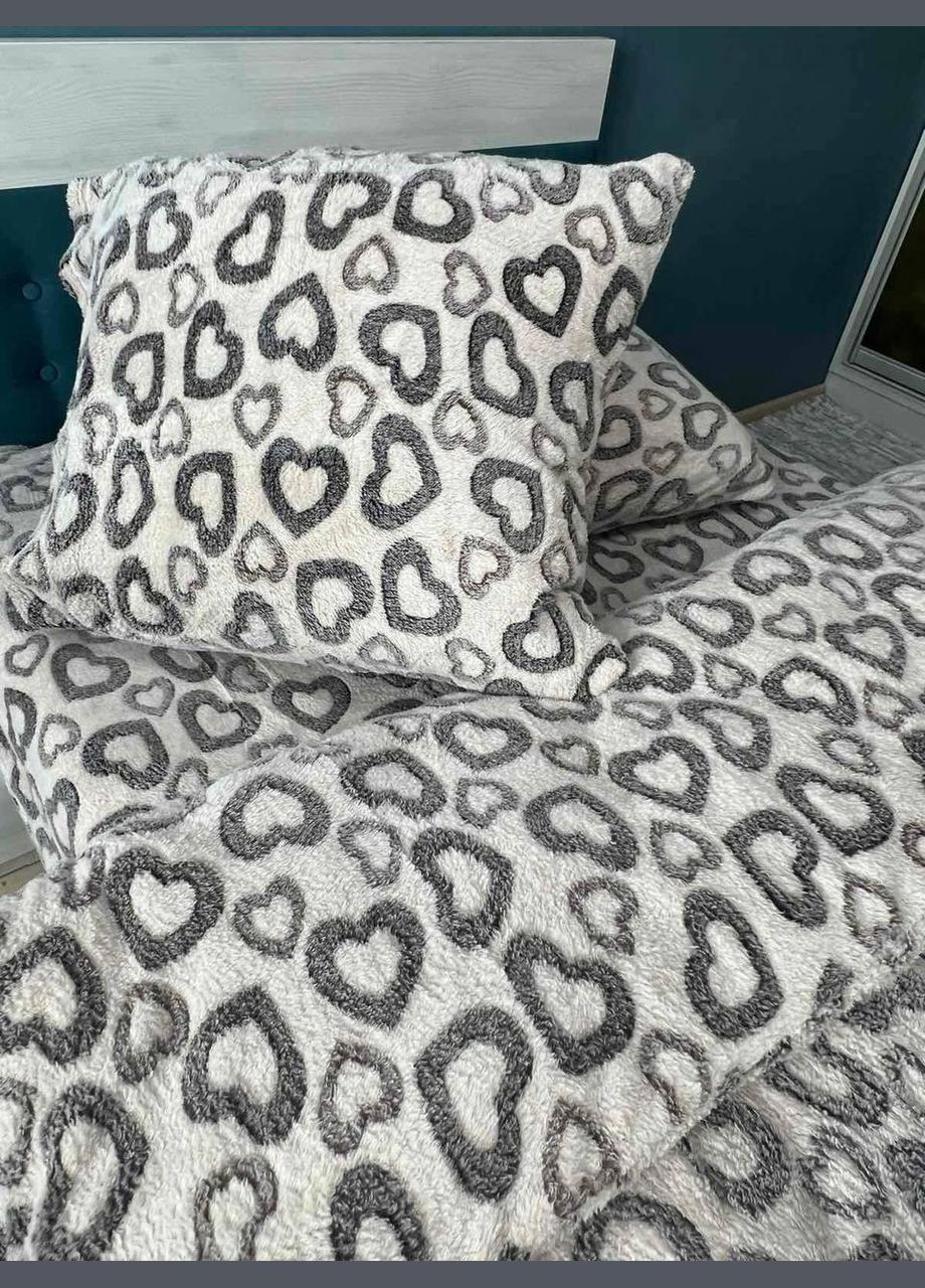 Постельное гипоаллергенное белье с сердечками Двуспальная 175х200 наволочки 2х 70х70 (П4Кflis-005-02) No Brand (308755128)