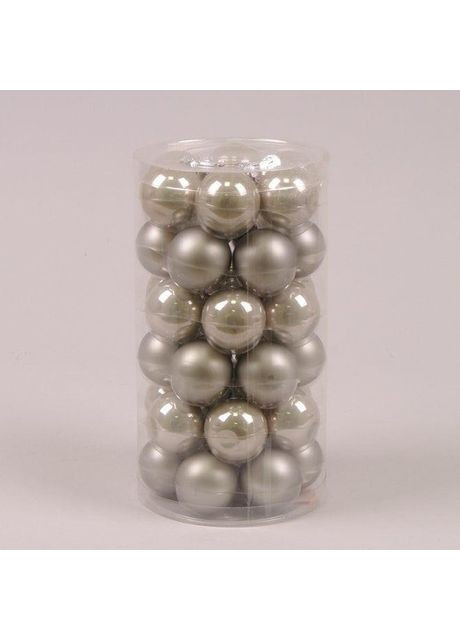 Кулі новорічні скляні D 3,8 см 36 шт. (44564), сірі, кулі на ялинку, ялинкові іграшки Flora (360639190)