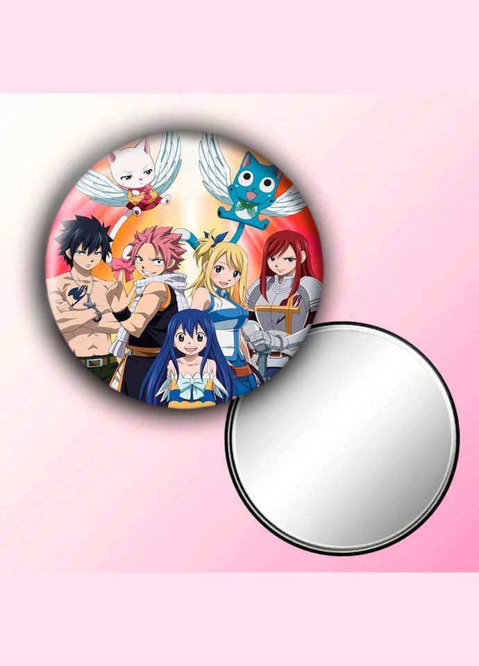 Зеркальце косметическое карманное Аниме Сказка о хвосте феи #0002 с рисунком круглый 56 мм No Brand (309155879)