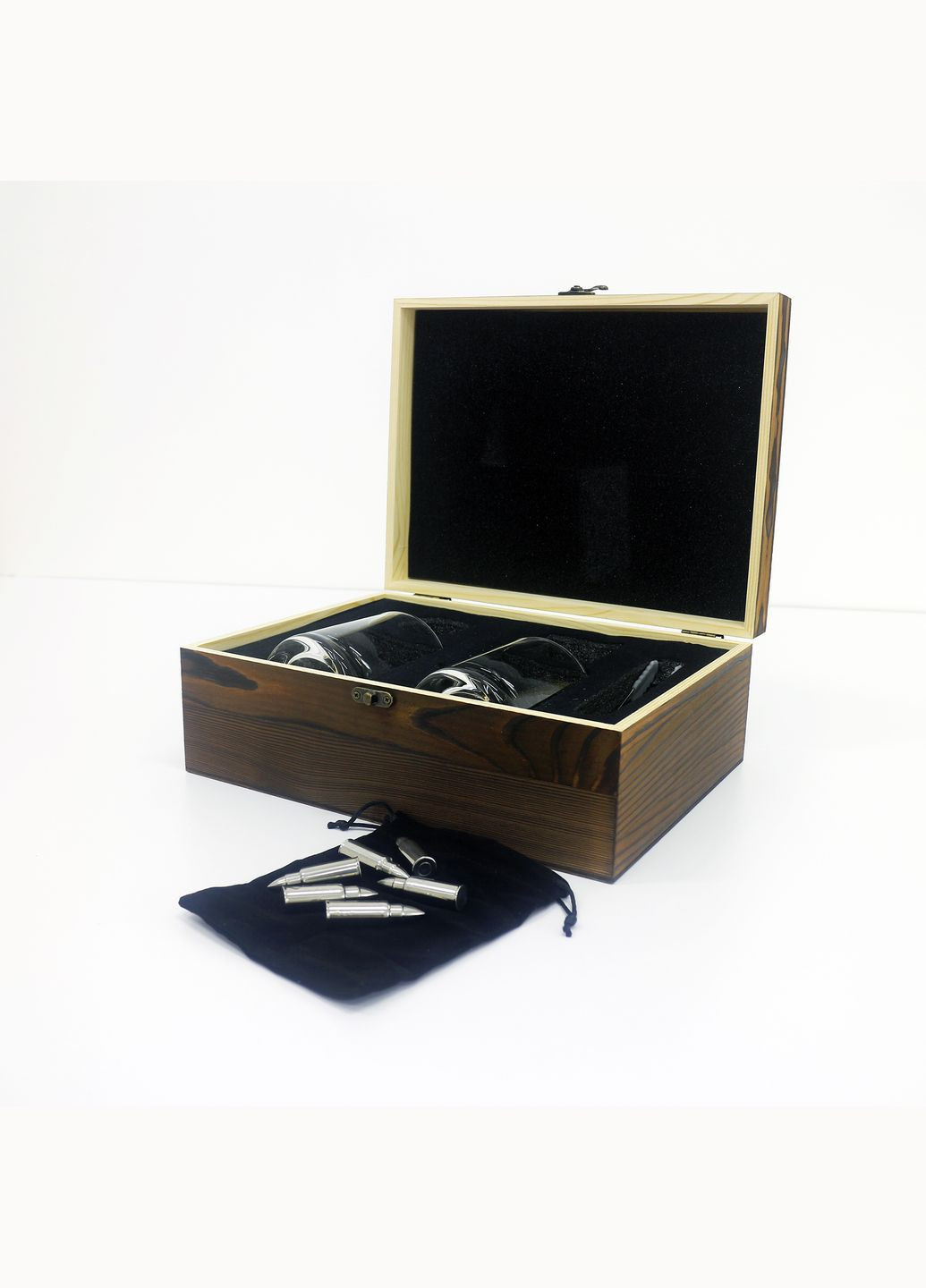 Набір "Куля" 2 склянки та 6 каменів для віскі в дерев'яній коробці - Подарунок для побратима, для друга (GP241205SP) Гранд Презент (302254508)