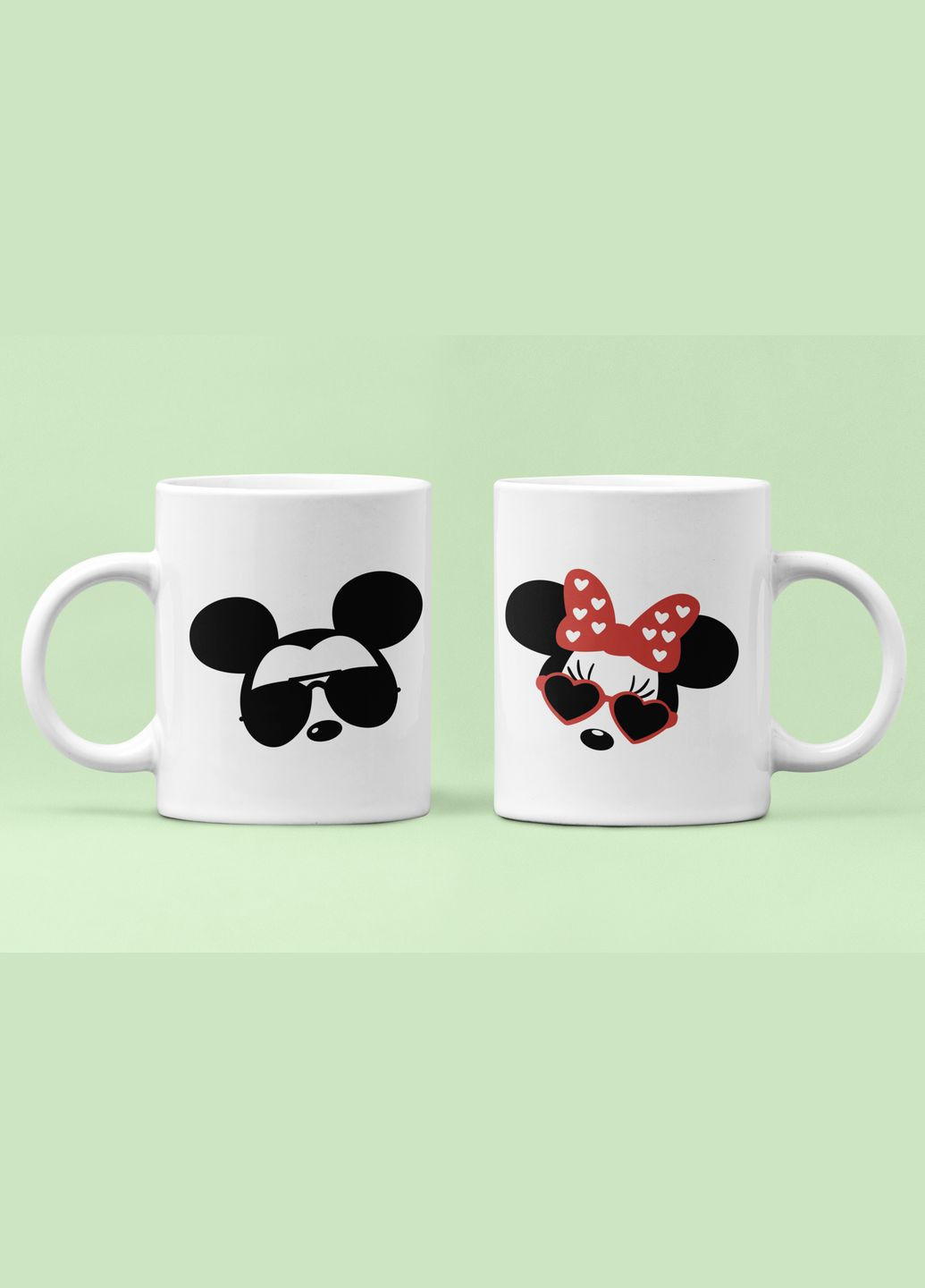 Парні чашки кружки Міккі та Мінні Маус Він Вона окуляри для Закоханих Біла 330 мл Orca (316259567)