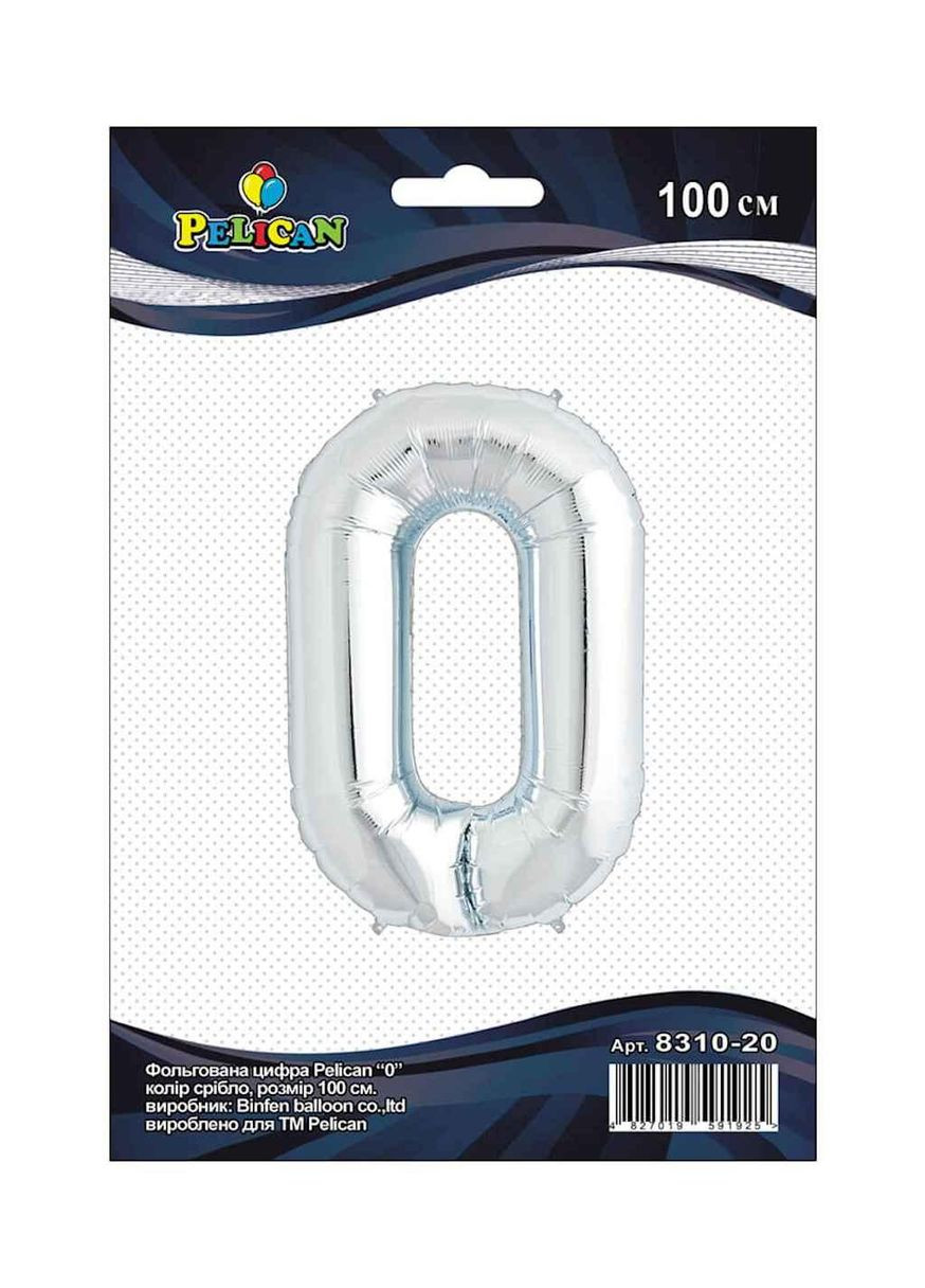 Шарик фольгированная цифра 0 СЕРЕБРО 100 см. 831020 ТМ PELICAN (327429810)