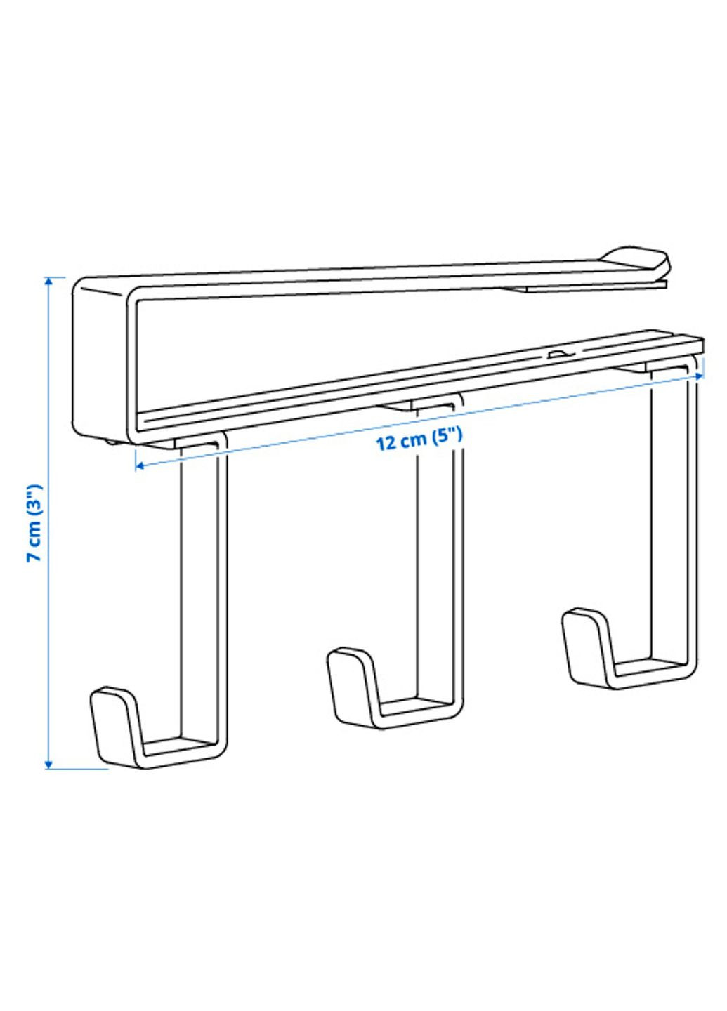 Універсальна підвісна вішалка з крючкими ІКЕА Å 12 см сталь IKEA (286420188)