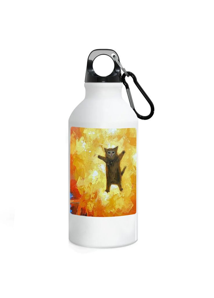 Фляга (бутылка) для воды с карабином 500 мл Металлическая (Туристическая, Для кемпинга, Для спорта) #190 500 мл Белый No Brand (323639340)