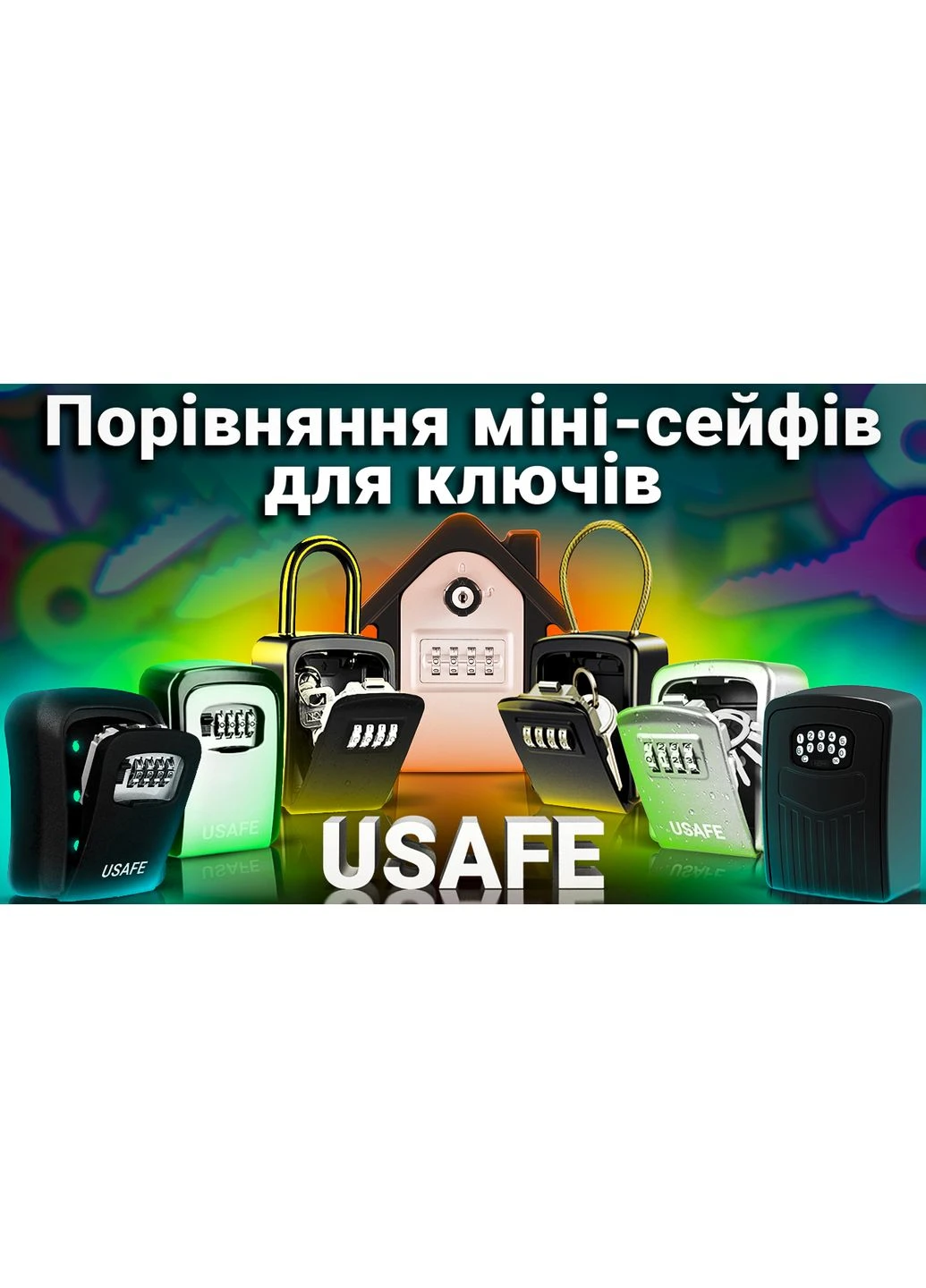 Антивандальный наружный мини сейф для ключей KS-04, с кодовым замком, настенный, Черный uSafe (376267480)