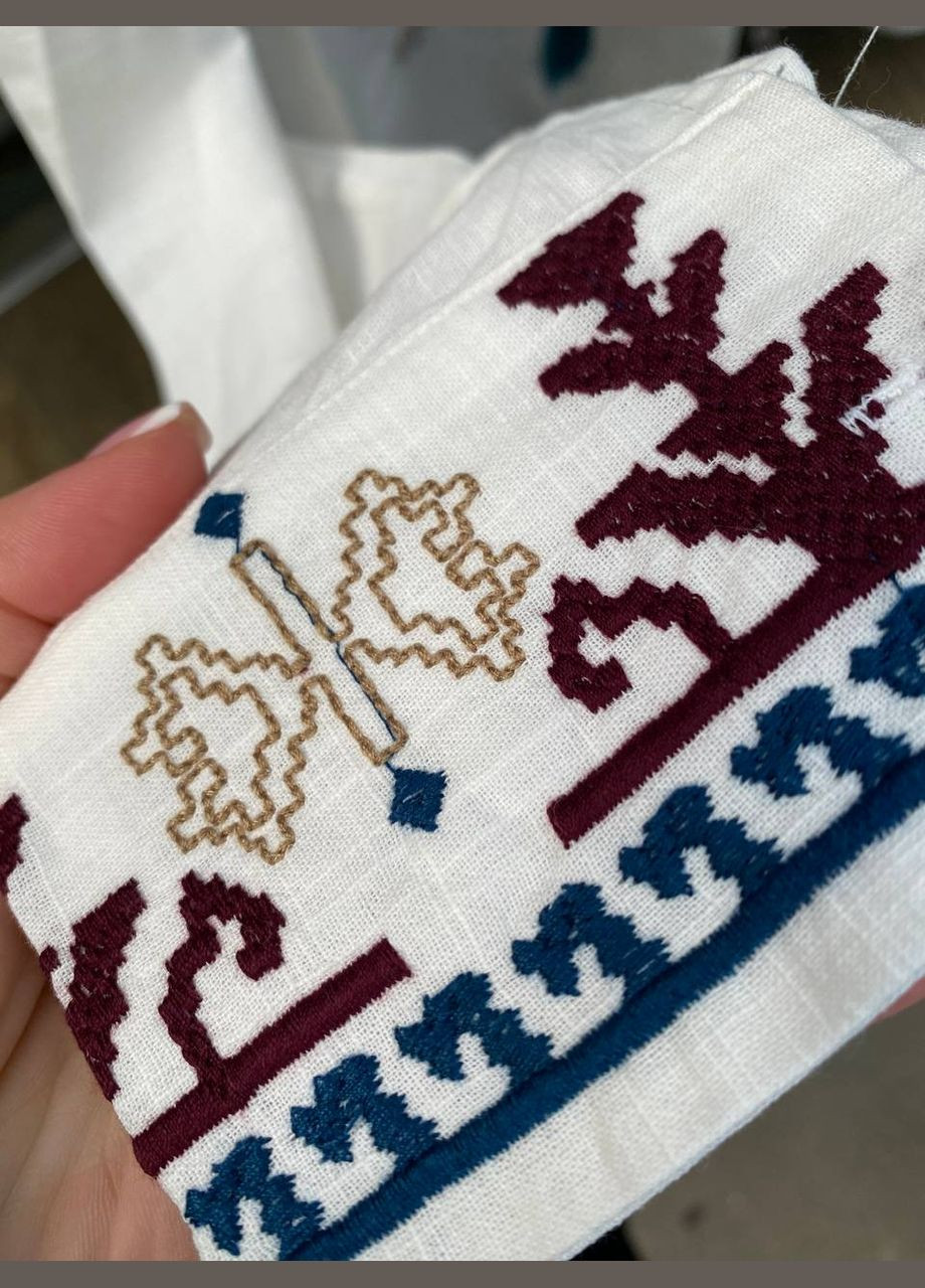 Біла чоловіча вишиванка горгани біла ESQ (316503455)