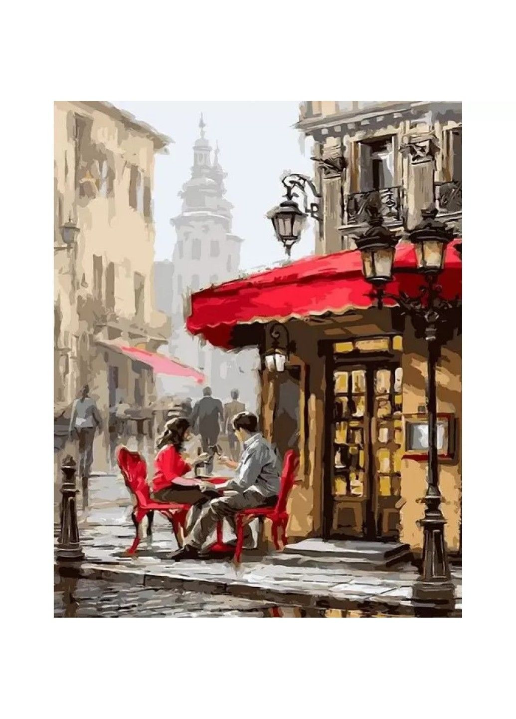 Набор алмазной вышивки " Встреча в кафе " городская жизнь на подрамнике полная выкладка мозаика 5d 30х40 см No Brand (332207635)