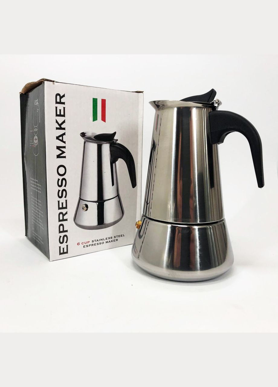 Кавоварка гейзерна UN-1902 на 6 чашок 270 мл, Гейзерна кавоварка для електроплити Unique (364664071)