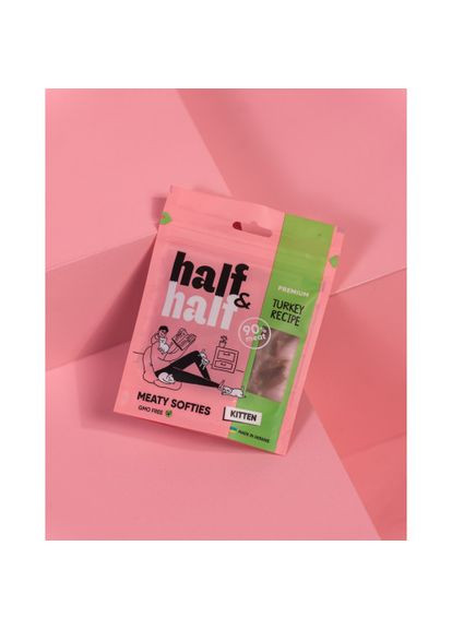 Лакомства для котят Half&Half в форме мясных кусочков с индейкой, 50 г (*) No Brand (322592292)
