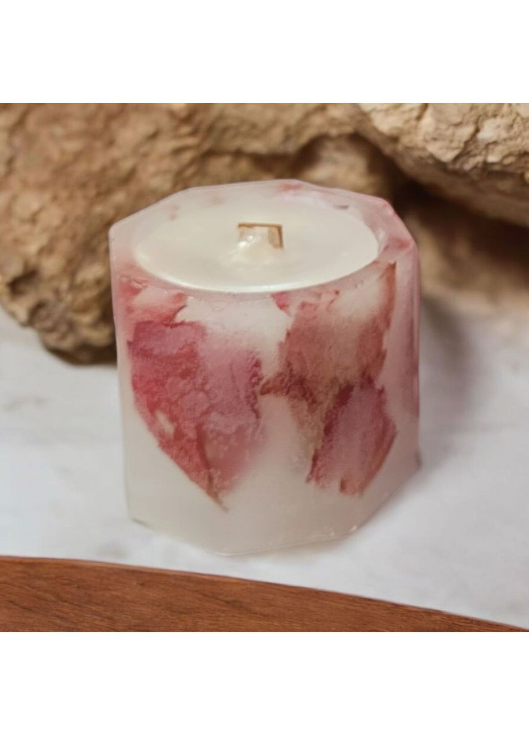 Свеча ручной работы декоративная восьмиугольная свеча с красным литьем дикого винограда с деревянным фитилем 15 часов горения Handmade Studio - AV (372492548)