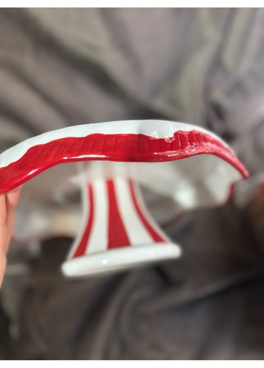 Тортівниця на ніжці новорічна Веселі пряники з кераміки 24 см 6037-012 ELISEY (364274495)