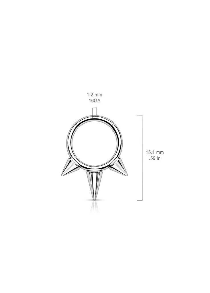 Кольцо кликер из титана с шипами RHT57-1608-GD серьги для пирсинга септума, уши, брови (1,2мм, 8мм) Spikes (333342319)