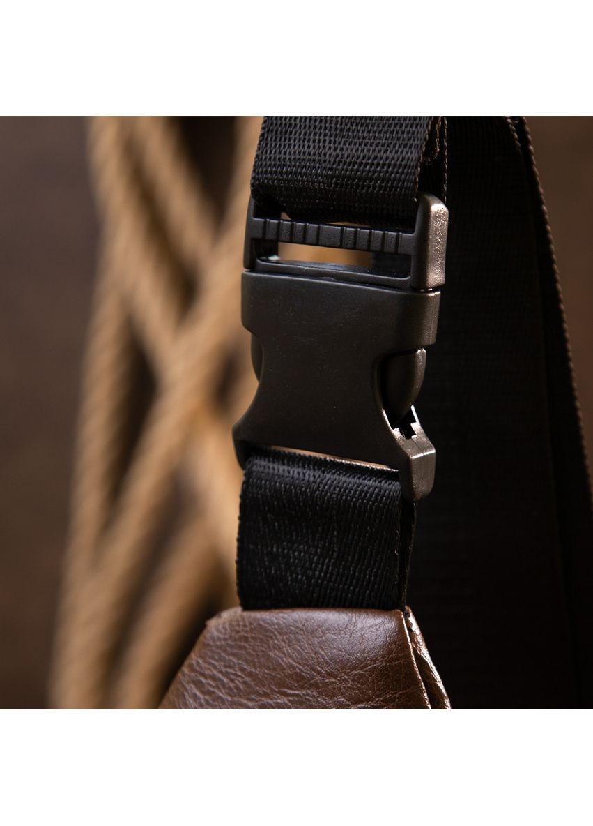 Сумка слинг кожзам 20566 Темно-коричневая. Vintage (366881097)