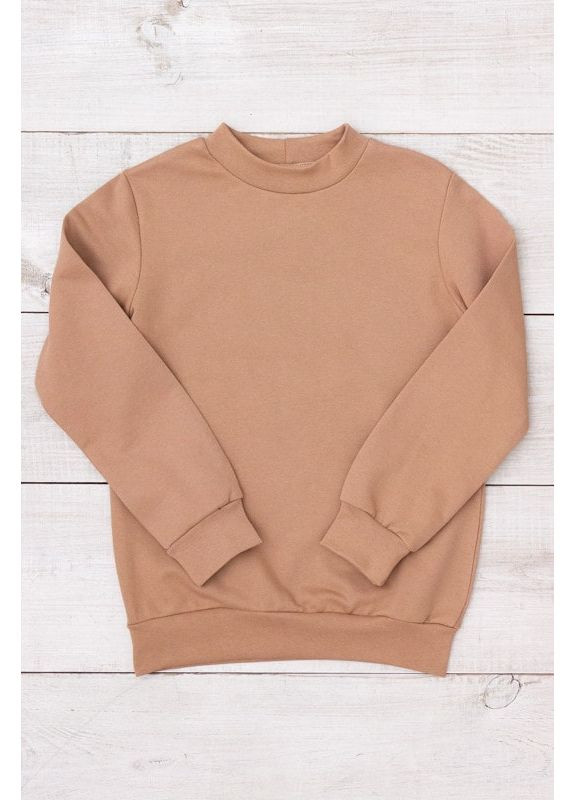 Кофейный демисезонный утепленный джемпер для мальчика (оверсайз) однотонный (p-3507) Носи своє