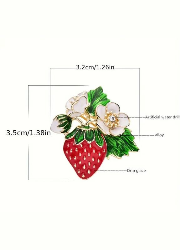 Золотая брошь в виде красной клубники с цветами 3.5 см. LuxAurum267 Fashion Jewelry (346267729)