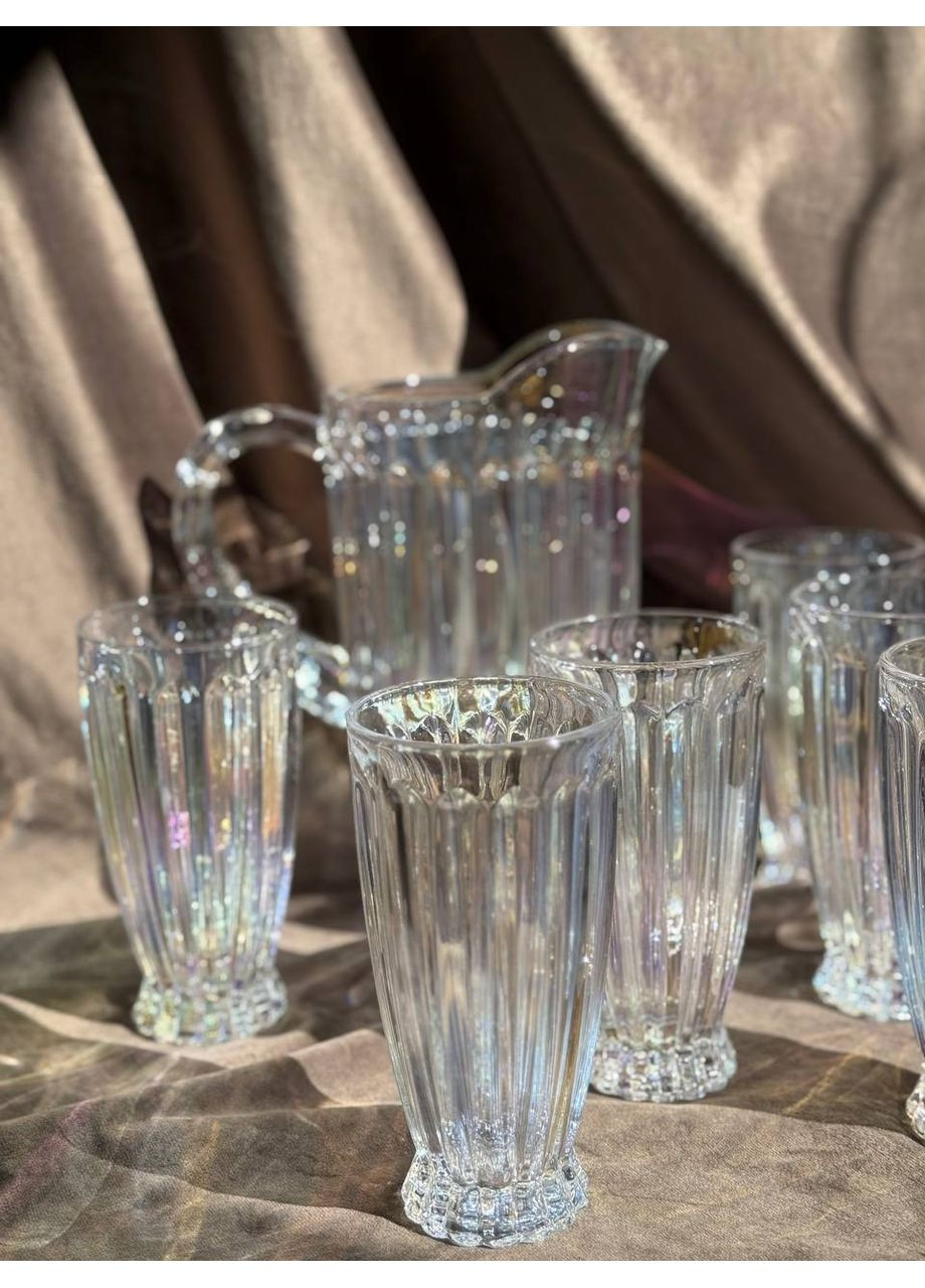 Набір питний HP-19-39-3 скляний глечик 1,1 л/склянки 300 мл 7 предметів Перламутровий Yiwu (361963306)