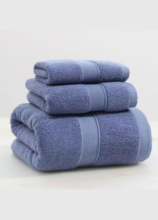 Набор полотенец 3в1 LUX Edition No Brand однотонный синий