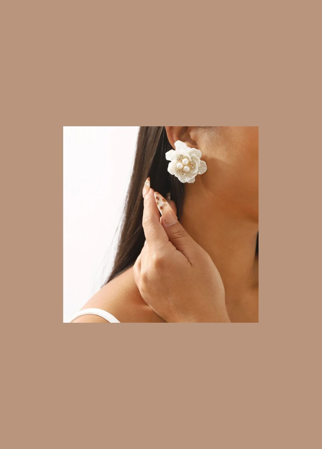 Серьги ЦВЕТЫ Fashion Jewerly акриловые праздничные серьги пусеты на свадьбу выпускной 4,6 см белые No Brand (342328877)