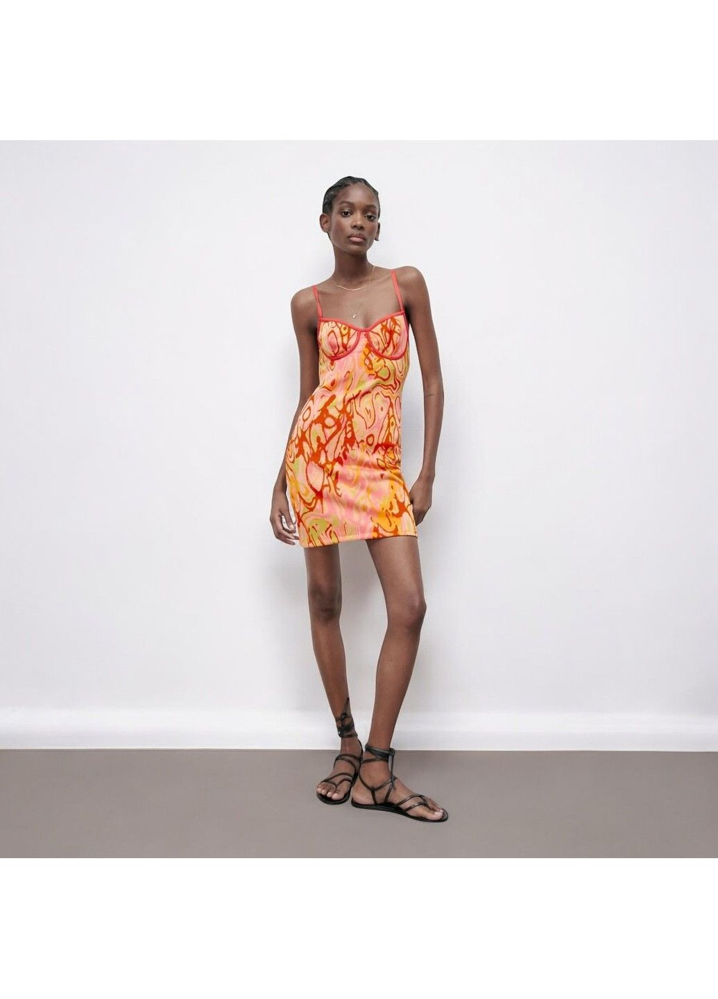 Помаранчева сукня жіноча міні pink and orange knit dress Zara