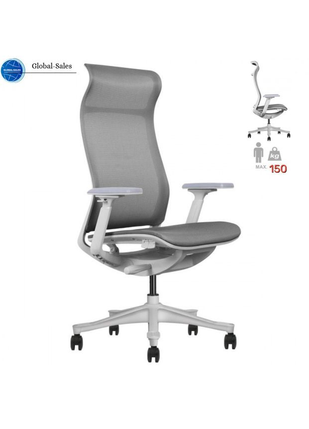 Крісло поворотне LUCAS сіра сітка/сірий каркас Intarsio (367253570)