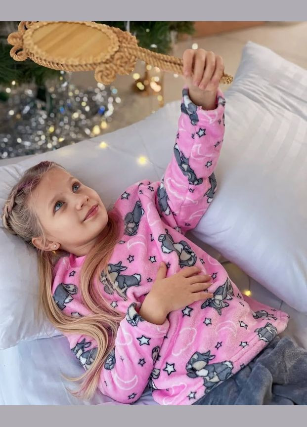 Розовая зимняя пижама для девочки hc (h001-6079-035-5) No Brand