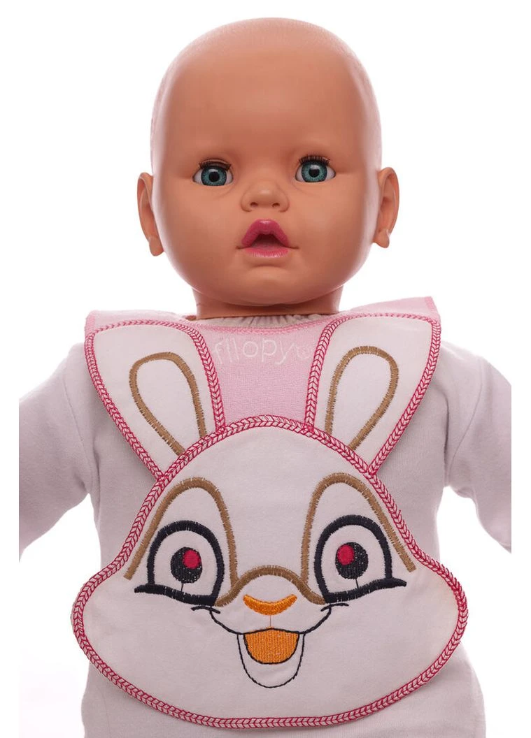 Нагрудник на кнопках для дівчинки зайчик 20*28см рожевий 3м+ (52012) BABYKROHA (386824496)