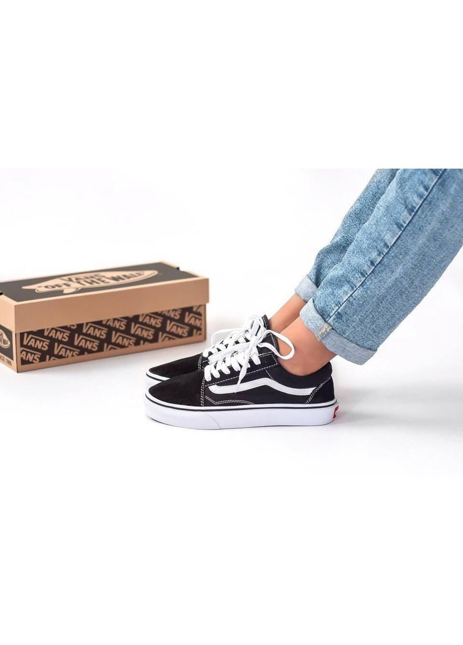 Чорні Осінні кеди чоловічі vans old skool classic black white ванс олд скул No Brand