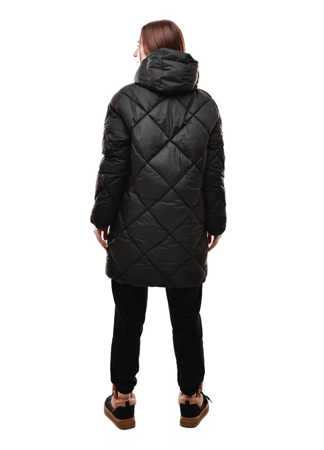 Черная зимняя куртка зимняя женская No Brand