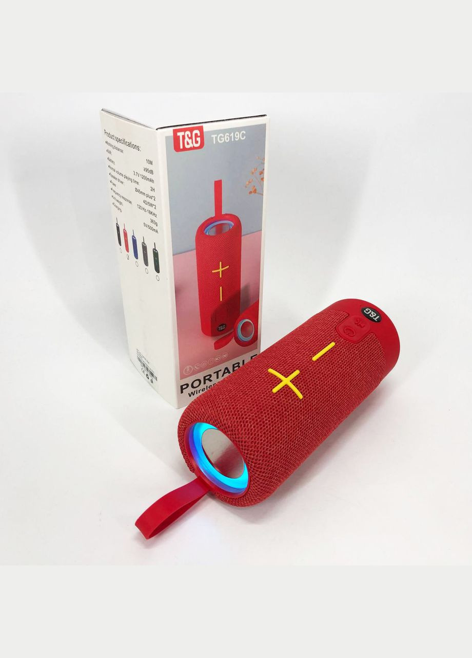 Портативная Bluetooth колонка TG619C FM-радио USB/TF с ремешком, громкая блютузная колонка. Цвет: корасный No Brand (359475290)