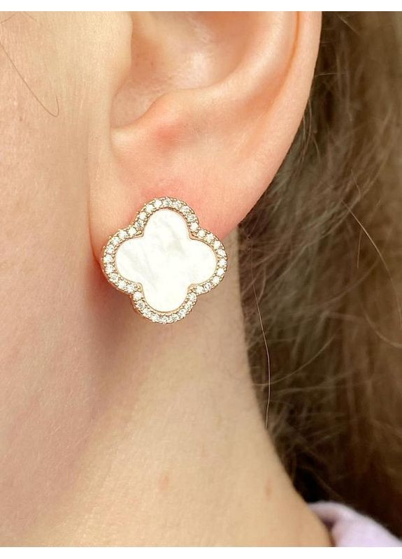 Позолочені Сережки "Конюшина" + Ланцюжок (Кольє) 40см-45см. Позолота No Brand (364502967)