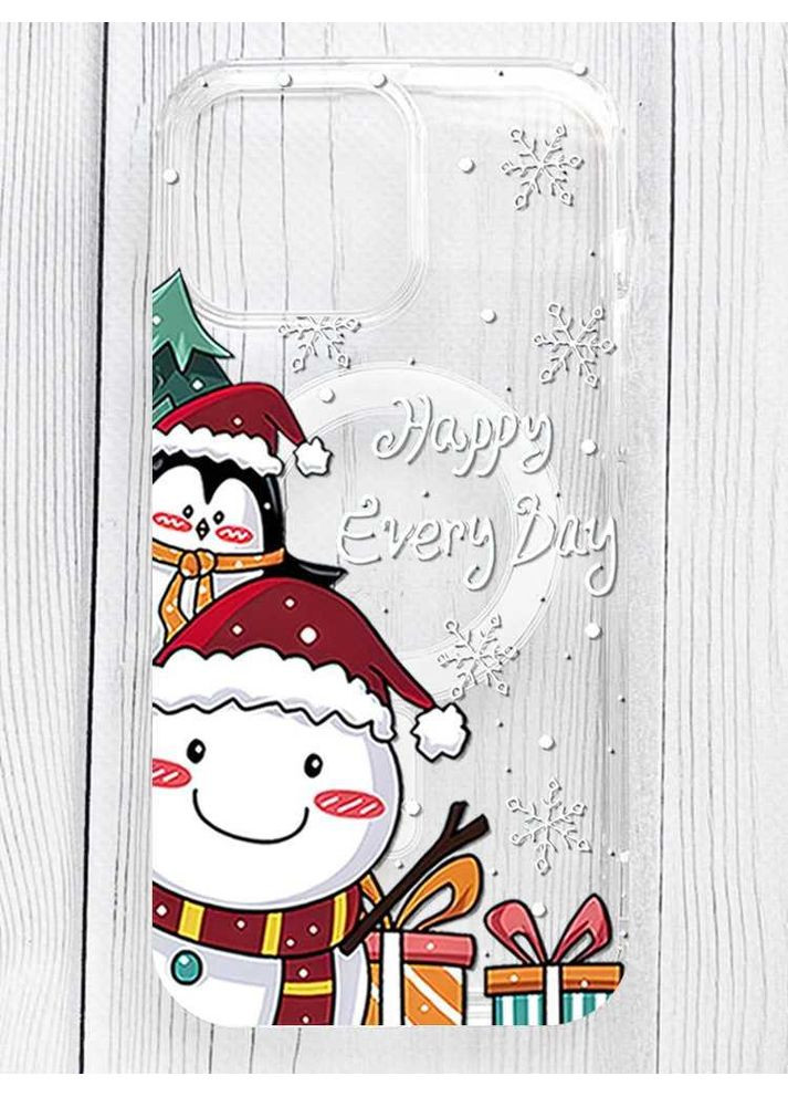 Магнітний чохол на iPhone 16 Pro Max із підтримкою MagSafe Сніговик і пінгвін (принт 156) Silicone Case (362966165)