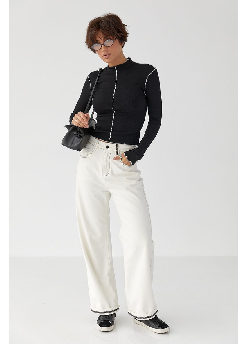 Лонгслив в рубчик с контрастными швами наружу Lurex (370379898)