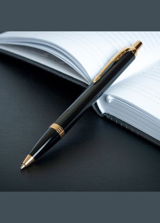 Подарунковий набір: Коробка + Кулькова ручка IM 17 Black GT BP Тризуб 22 032_TR + Блокнот Axent Partner Ukraine Cиній Parker (316626402)