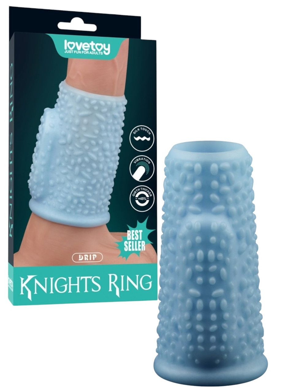 Насадка на пенис Vibrating Drip Knights Ring Blue вибрирующее эрекционное кольцо для усиления ощущений Lovetoy (322244872)
