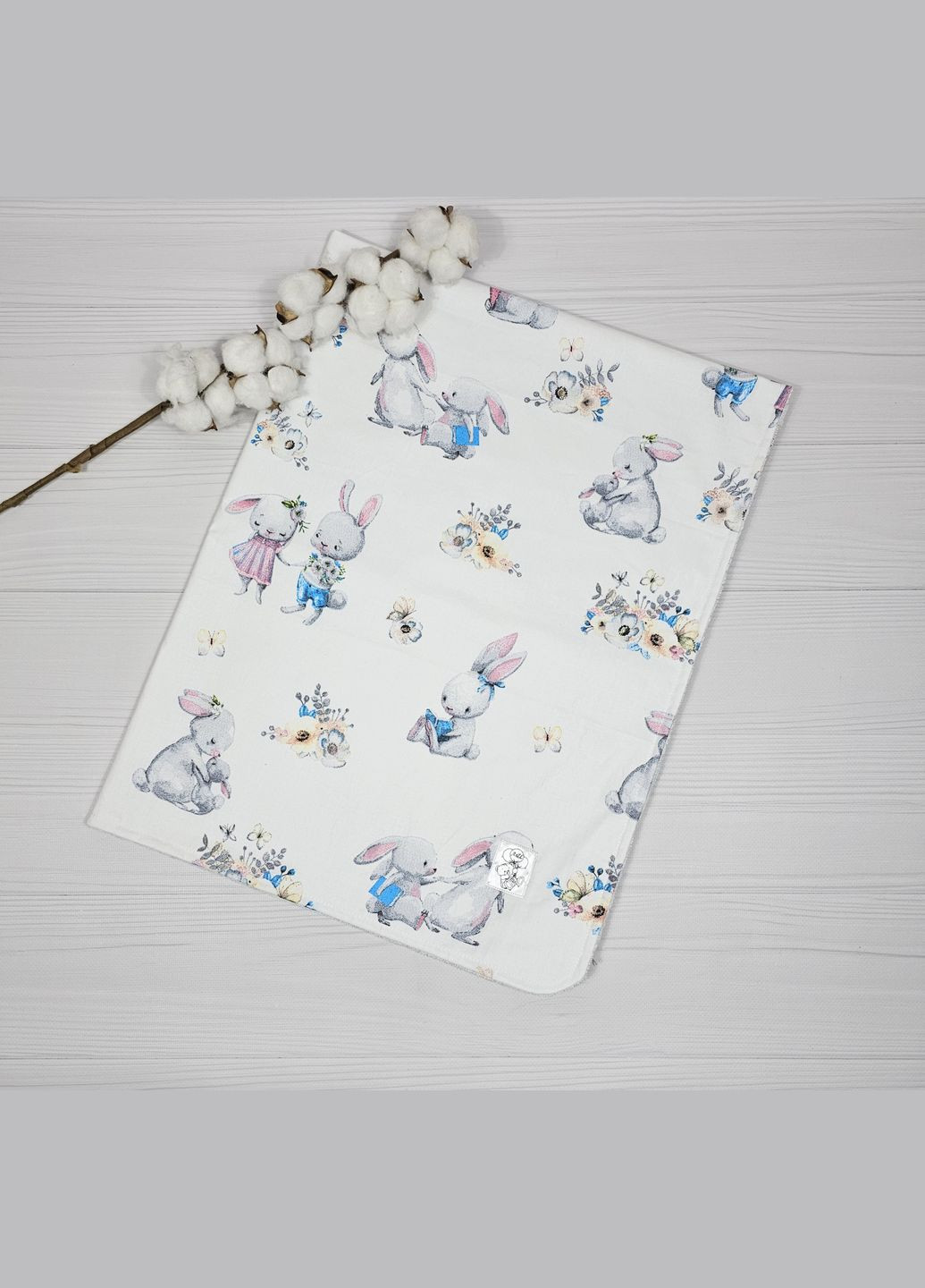 Пелюшки дитячі a.l.babybox Зайчик з мамою білий 50х80 см 3 шт. No Brand (318278265)